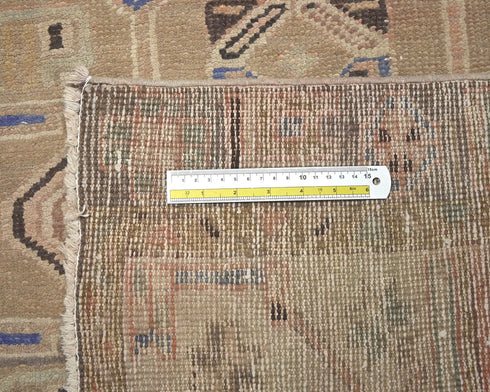 10 Ft Vintage Brown Persian Style Hand Knotted Low Pile Wool Runner Rug